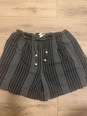 H&M Black and White Dot-Stripe Drawstring shorts.